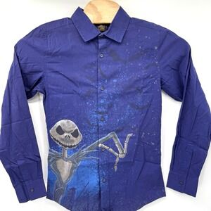Disney Store Button Up Mens S Purple Nightmare Before Christmas Jack Skellington